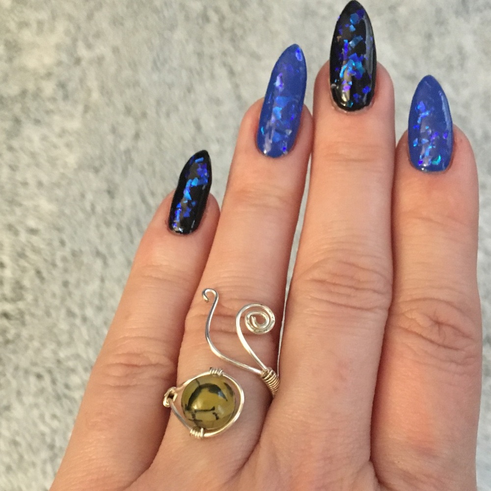 Silver hand wrapped adjustable ring!